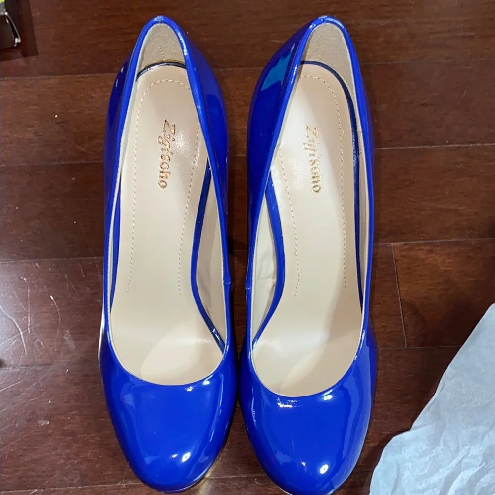Zigi soho Blue and Gold Platform Heels - Picture 4 of 5